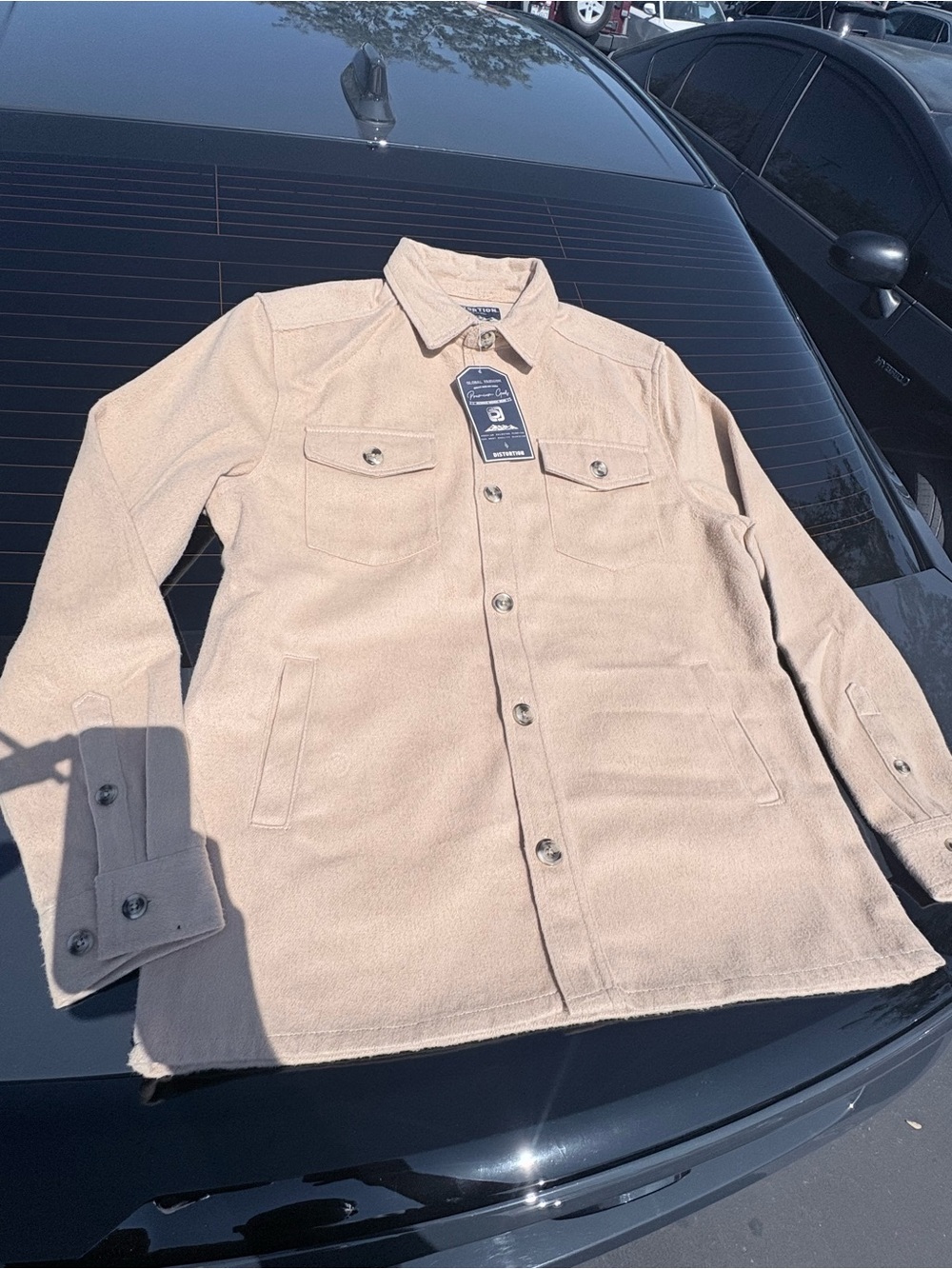 Men's Lightweight Beige Button-Front flannel